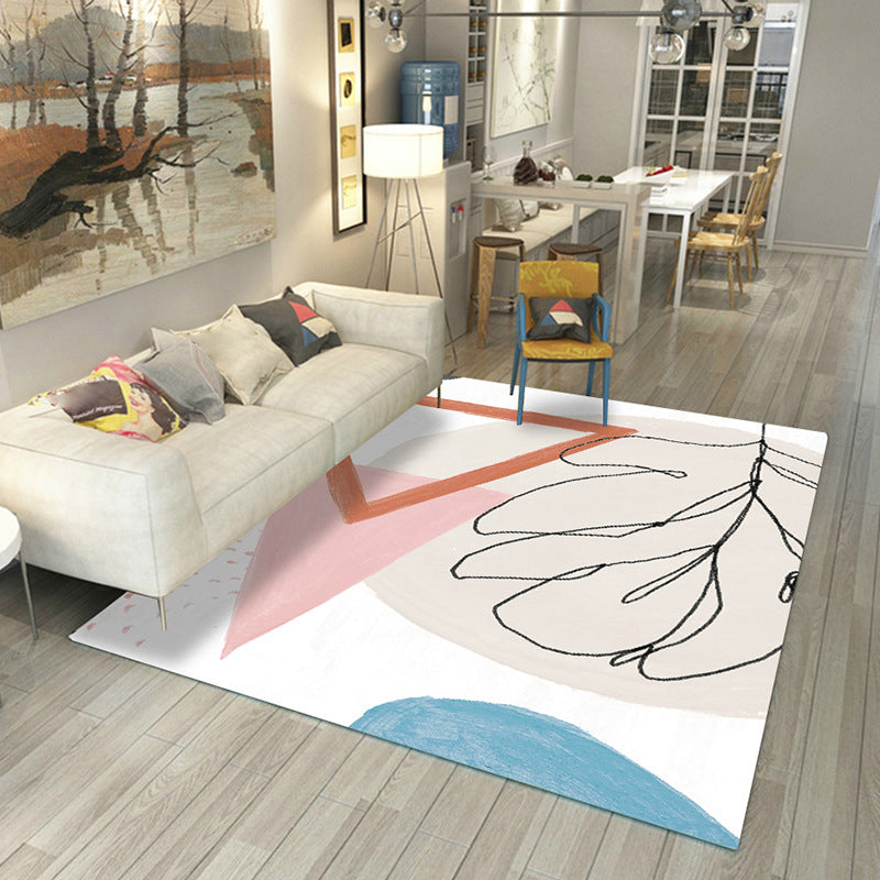 Japanese Rug Polyester Color Broken Area Rug Non-Slip Washable Indoor Rug for Parlor