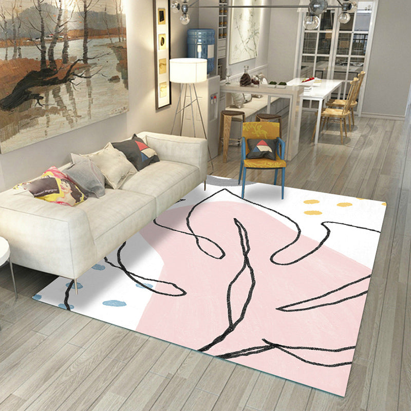 Japanese Rug Polyester Color Broken Area Rug Non-Slip Washable Indoor Rug for Parlor