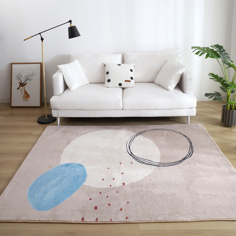 Comfort Living Room Rug Multicolor Cartoon Print Rug Non-Slip Base Pet-Friendly Rug
