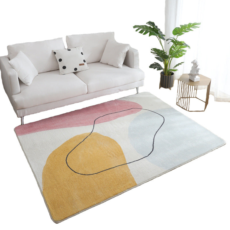 Comfort Living Room Rug Multicolor Cartoon Print Rug Non-Slip Base Pet-Friendly Rug