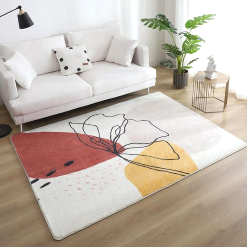 Relaxing Color Block Rug Multicolor Acrylic Area Rug Non-Slip Back Stain Resistant Indoor Rug for Bedroom