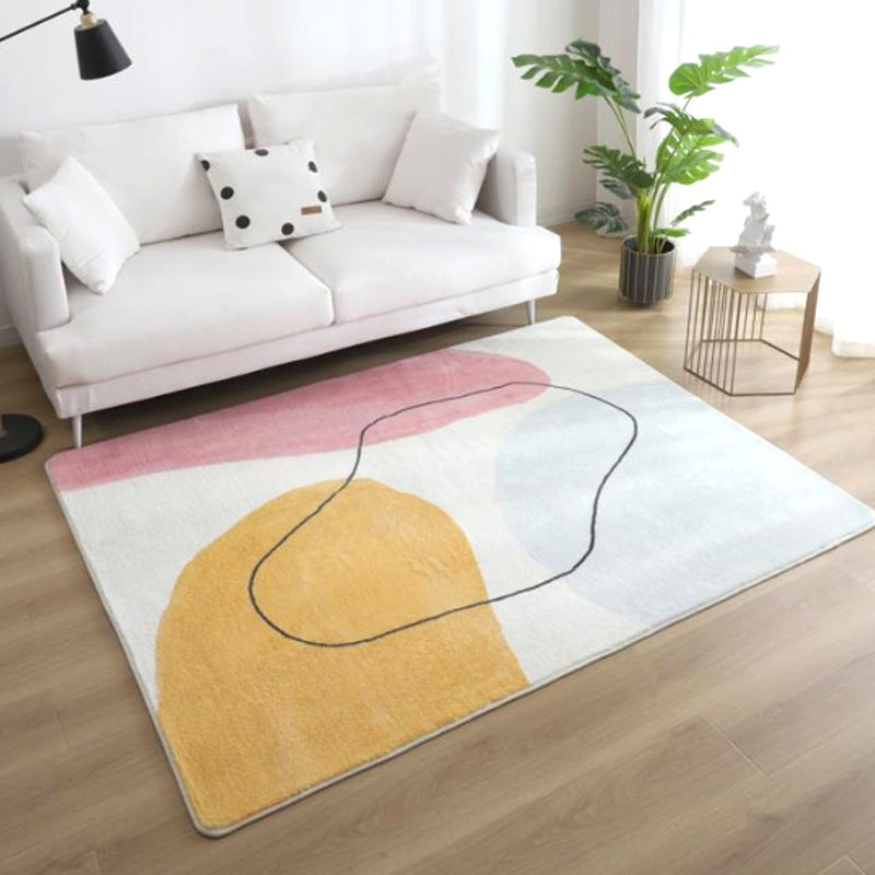 Relaxing Color Block Rug Multicolor Acrylic Area Rug Non-Slip Back Stain Resistant Indoor Rug for Bedroom