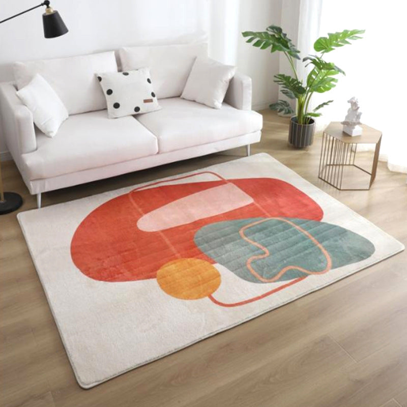 Relaxing Color Block Rug Multicolor Acrylic Area Rug Non-Slip Back Stain Resistant Indoor Rug for Bedroom