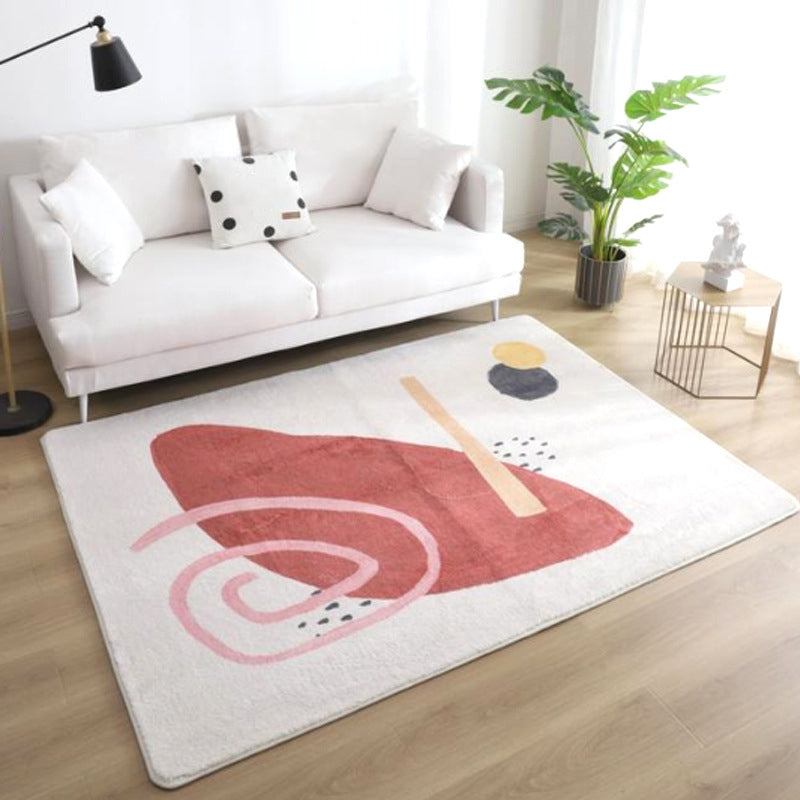 Relaxing Color Block Rug Multicolor Acrylic Area Rug Non-Slip Back Stain Resistant Indoor Rug for Bedroom