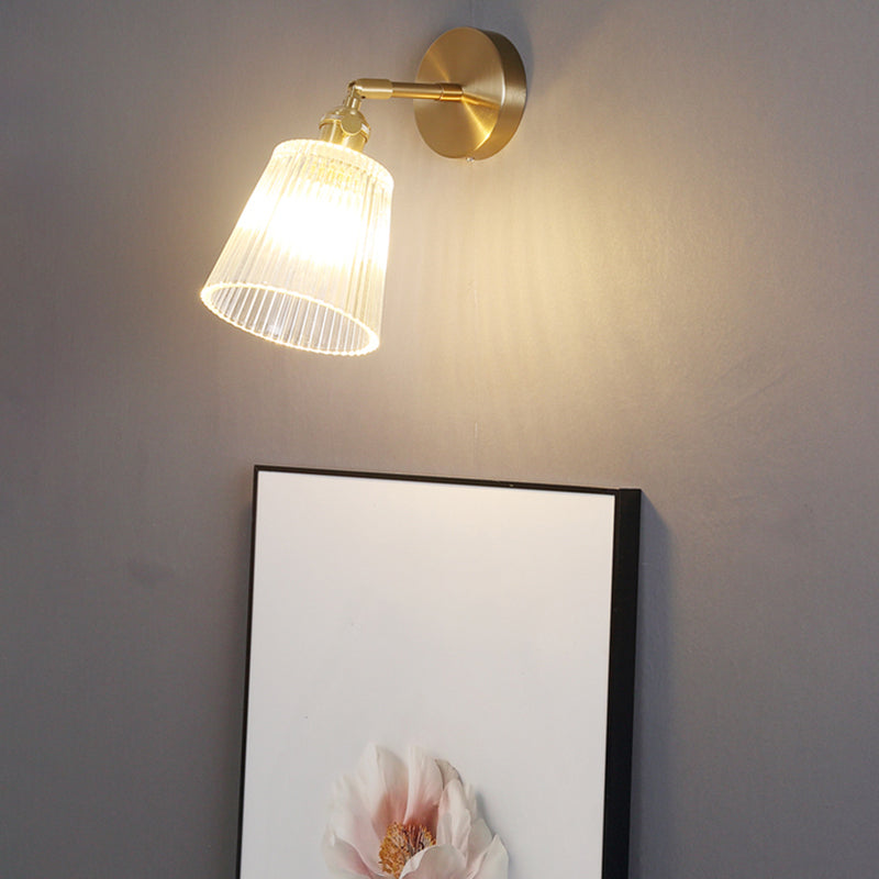 Industrial Shade Wall Mount Light Single Clear Glass Wall Light Fixture for Nightstand