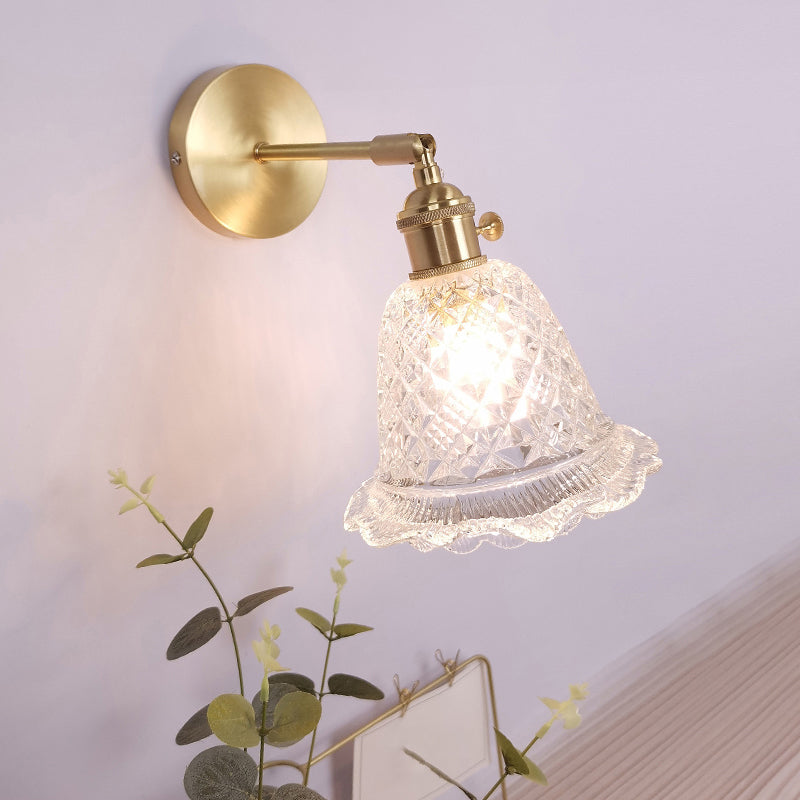 Single Lamp Wall Light Vintage Shaded Clear Glass Wall Mounted Lamp for Bedroom