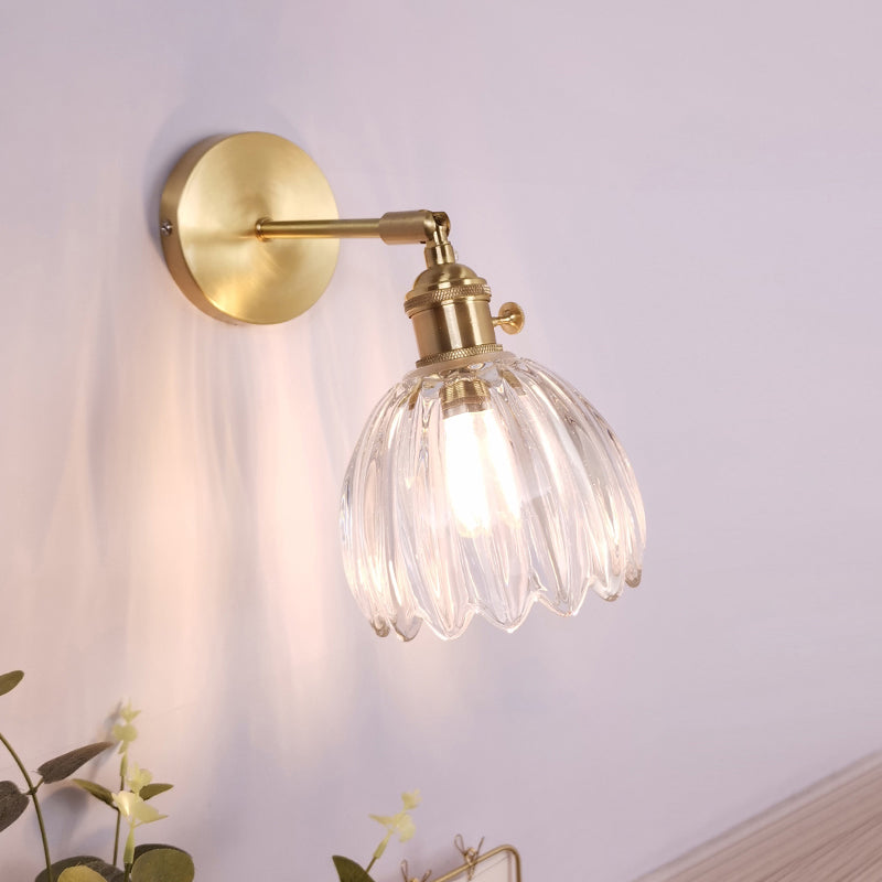 Single Lamp Wall Light Vintage Shaded Clear Glass Wall Mounted Lamp for Bedroom