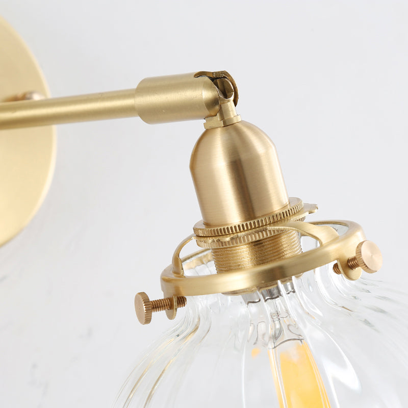 Pumpkin Shadow Glass Wall Mount Light Antique Style 1-Light Nightstand Wall Lighting Fixture
