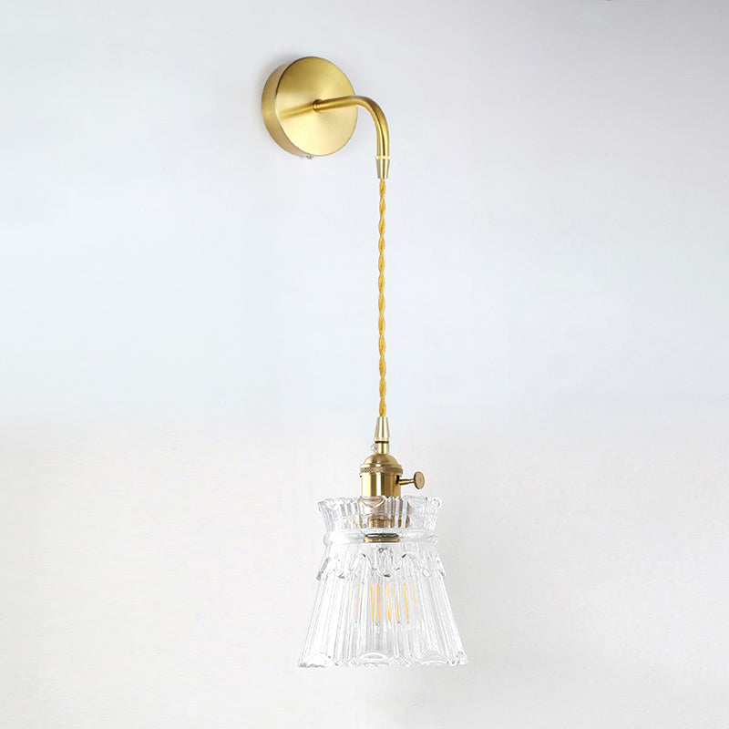 Minimalist Shade Wall Lamp Single Bulb Clear Glass Wall Lighting Fixture for Living Room