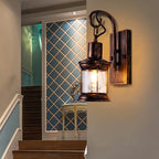 Iron Lantern Wall Light Retro Style Single Bulb Restaurant Wall Lighting Fixture in Bronze