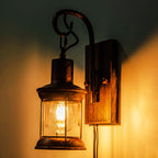 Iron Lantern Wall Light Retro Style Single Bulb Restaurant Wall Lighting Fixture in Bronze