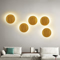Contemporary geometric LED wall lighting wood living room wall lamp in beige