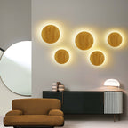 Contemporary geometric LED wall lighting wood living room wall lamp in beige