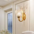 Modernist 1/2-Light Wall Lighting with Clear Crystal Shade Brass Finish Wall Lamp for Living Room