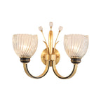 Modernist 1/2-Light Wall Lighting with Clear Crystal Shade Brass Finish Wall Lamp for Living Room