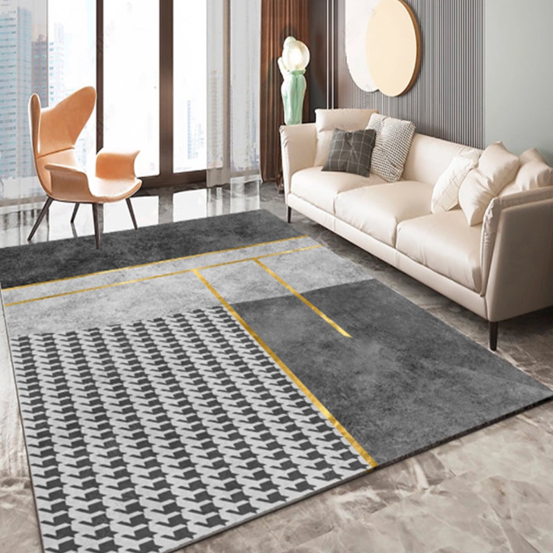 Multi-Color Living Room Carpet Casual Geometric Print Indoor Carpet Polypropylene Pet-Friendly Washable Carpet