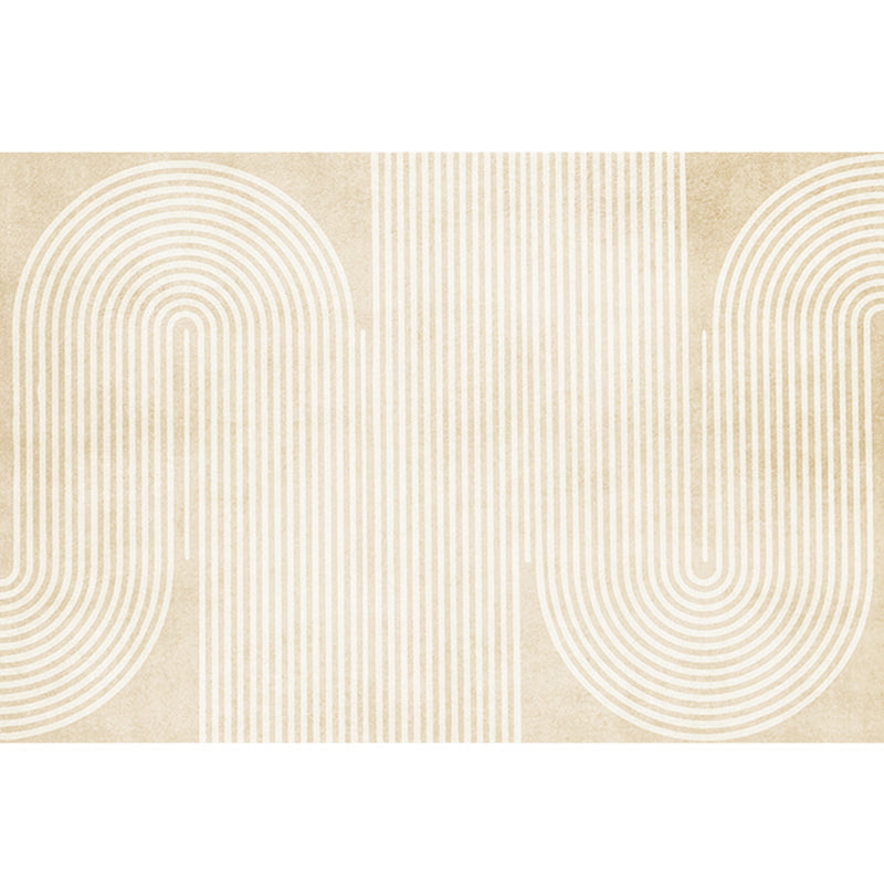 Modern Home Decor Rug Beige Abstract Printed Area Rug Cotton Blend Non-Slip Machine Washable Rug