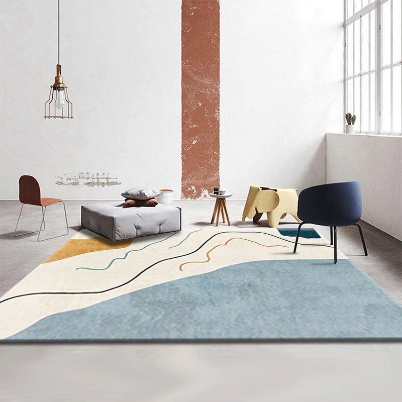Simple Luxury Rug Multicolored Color Blocks Rug Pet Friendly Stain Resistant Indoor Rug for Living Room