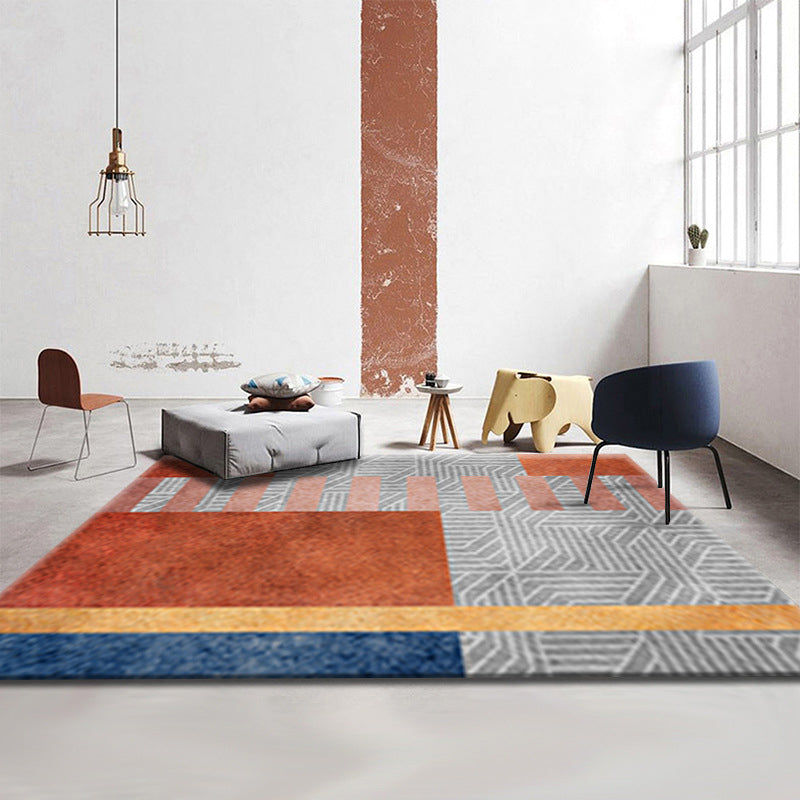 Simple Luxury Rug Multicolored Color Blocks Rug Pet Friendly Stain Resistant Indoor Rug for Living Room