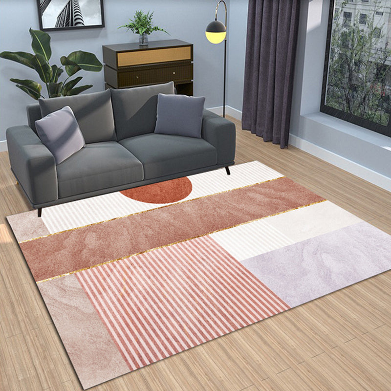 Modern Living Room Rug Morandi Color Color Block Area Rug Synthetic Non-Slip Washable Rug