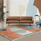 Simple Color Block Rug Multicolored Polyester Area Rug Non-Slip Backing Machine Washable Rug for the Bedroom