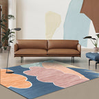Simple Color Block Rug Multicolored Polyester Area Rug Non-Slip Backing Machine Washable Rug for the Bedroom