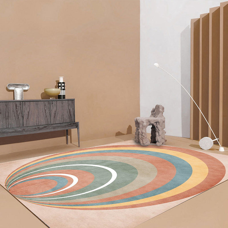 Simple Color Block Rug Multicolored Polyester Area Rug Non-Slip Backing Machine Washable Rug for the Bedroom