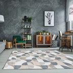 Simple Color Block Rug Multicolored Polyester Area Rug Non-Slip Backing Machine Washable Rug for the Bedroom