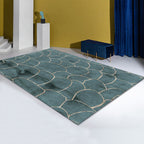 Simple Color Block Rug Multicolored Polyester Area Rug Non-Slip Backing Machine Washable Rug for the Bedroom