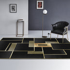 Simple Color Block Rug Multicolored Polyester Area Rug Non-Slip Backing Machine Washable Rug for the Bedroom