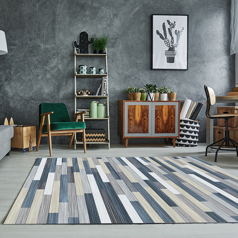 Simple Color Block Rug Multicolored Polyester Area Rug Non-Slip Backing Machine Washable Rug for the Bedroom
