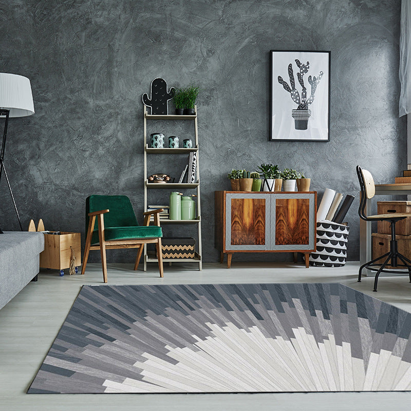 Simple Color Block Rug Multicolored Polyester Area Rug Non-Slip Backing Machine Washable Rug for the Bedroom