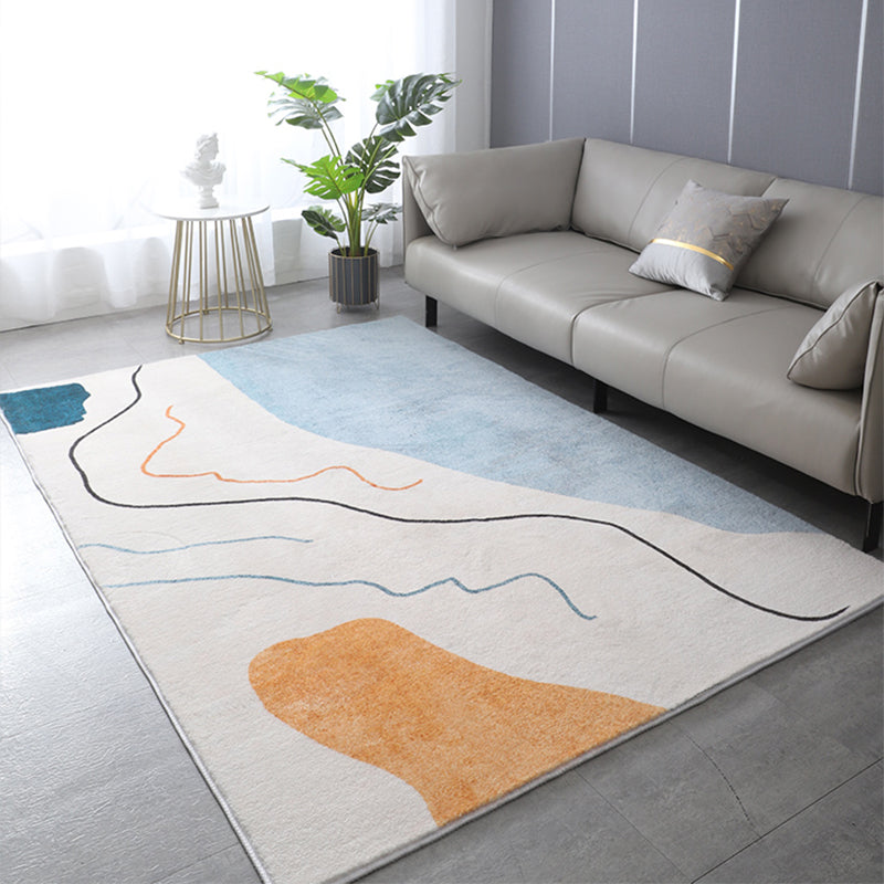 Western Bedroom Rug Multicolored Color Block Indoor Carpet Cotton Blend Pet Friendly Non-Slip Rug