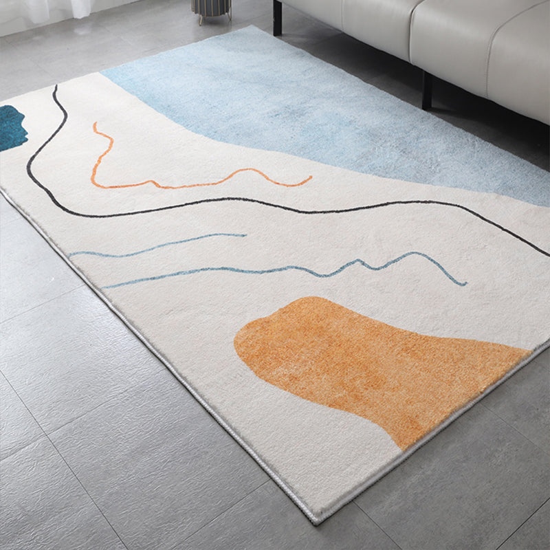 Western Bedroom Rug Multicolored Color Block Indoor Carpet Cotton Blend Pet Friendly Non-Slip Rug