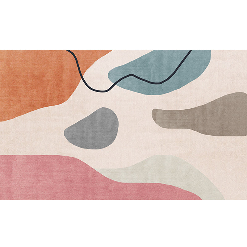 Western Bedroom Rug Multicolored Color Block Indoor Carpet Cotton Blend Pet Friendly Non-Slip Rug