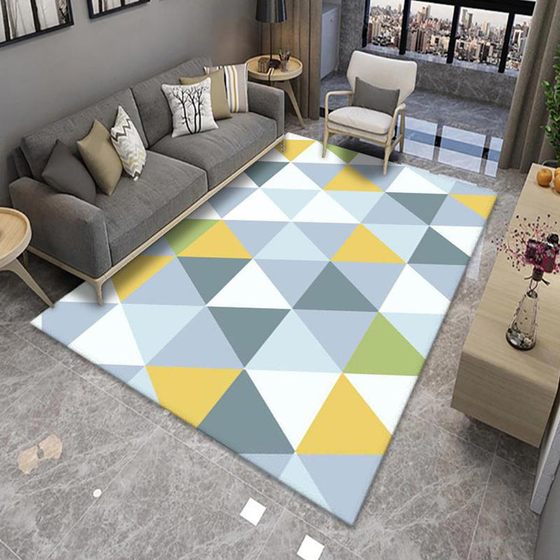 Modern Living Room Rug Multicolor Color Block Area Rug Polyester Non-Slip Machine Washable Rug