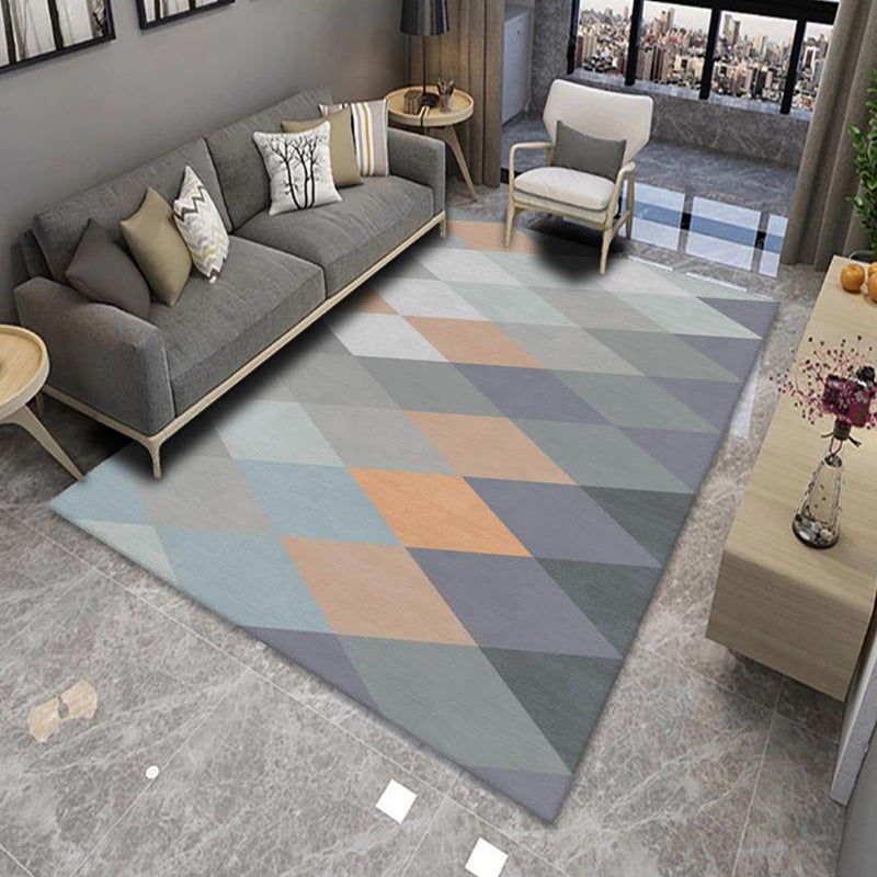 Modern Living Room Rug Multicolor Color Block Area Rug Polyester Non-Slip Machine Washable Rug