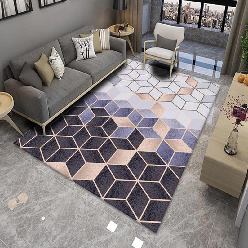 Modern Living Room Rug Multicolor Color Block Area Rug Polyester Non-Slip Machine Washable Rug
