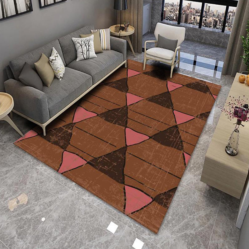 Modern Living Room Rug Multicolor Color Block Area Rug Polyester Non-Slip Machine Washable Rug