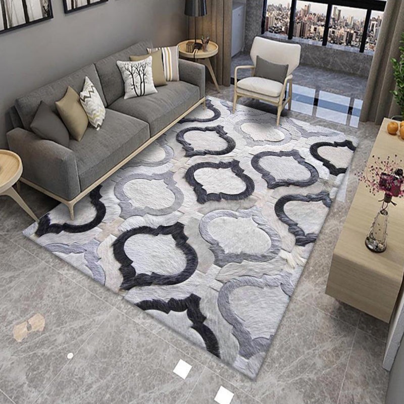 Modern Living Room Rug Multicolor Color Block Area Rug Polyester Non-Slip Machine Washable Rug
