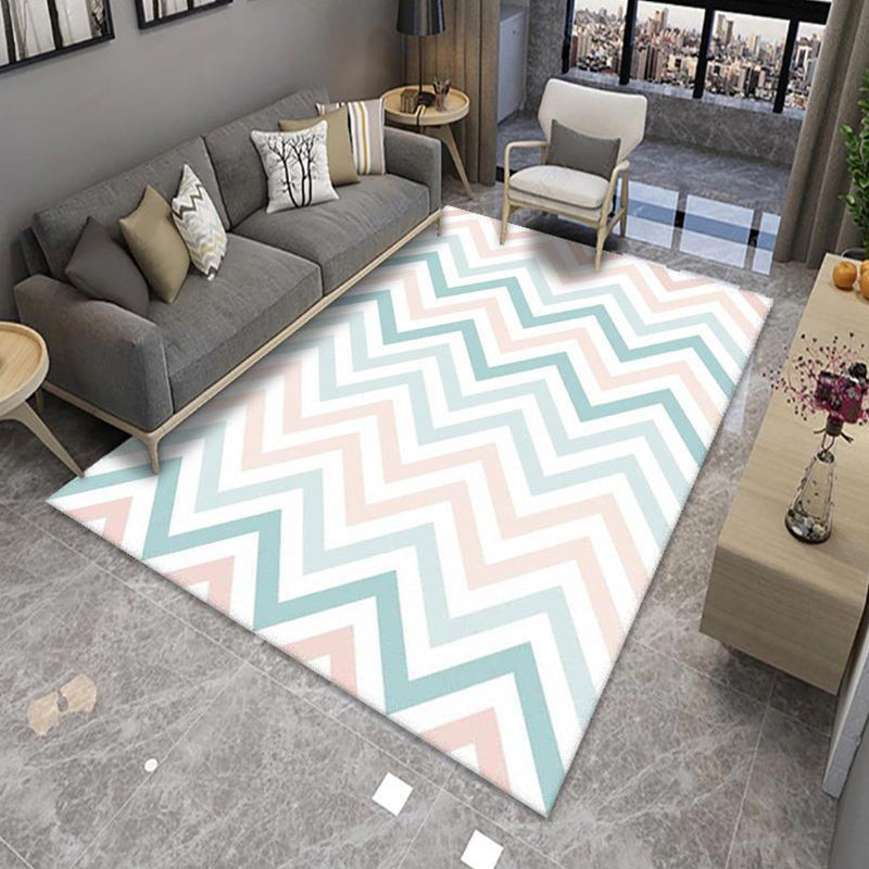 Modern Living Room Rug Multicolor Color Block Area Rug Polyester Non-Slip Machine Washable Rug
