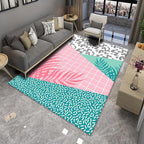 Modern Living Room Rug Multicolor Color Block Area Rug Polyester Non-Slip Machine Washable Rug