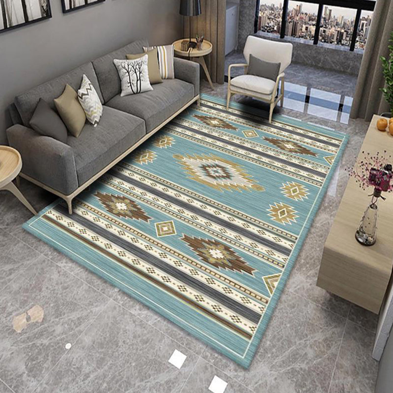 Modern Living Room Rug Multicolor Color Block Area Rug Polyester Non-Slip Machine Washable Rug