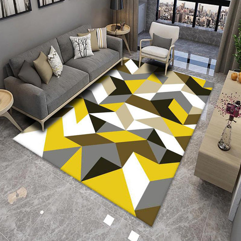 Modern Living Room Rug Multicolor Color Block Area Rug Polyester Non-Slip Machine Washable Rug