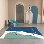 Morandi-color western carpet cotton blend color block rug anti-slip backing washable rug for bedroom
