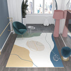 Morandi color Western carpet cotton blend color block rug anti-slip backing washable rug for bedroom
