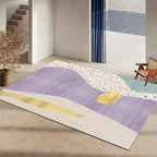 Calming Color Block Carpet Multicolored Cotton Blend Indoor Carpet Non-Slip Back Machine Washable Carpet for Space