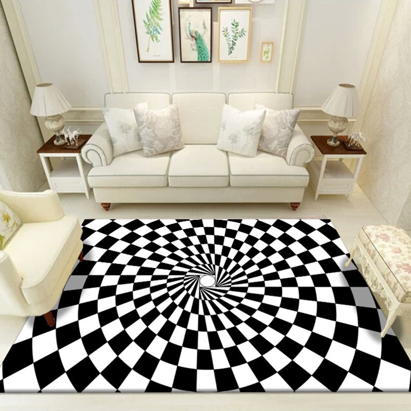 Multicolored unique rug polyester 3D checkerboard area rug easy care pet-friendly indoor rug for living room