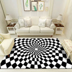 Multicolored unique rug polyester 3D checkerboard area rug easy care pet-friendly indoor rug for living room