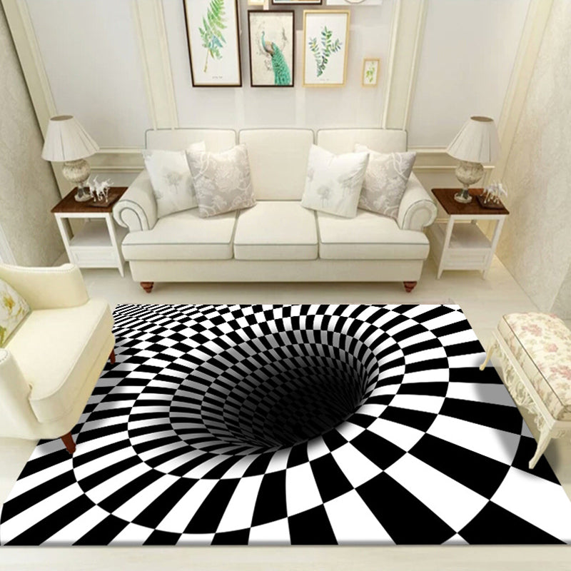 Multicolored unique rug polyester 3D checkerboard area rug easy care pet-friendly indoor rug for living room